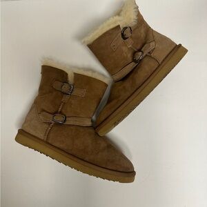Women's size 7 Costco sherling/suede tan mid-calf boots